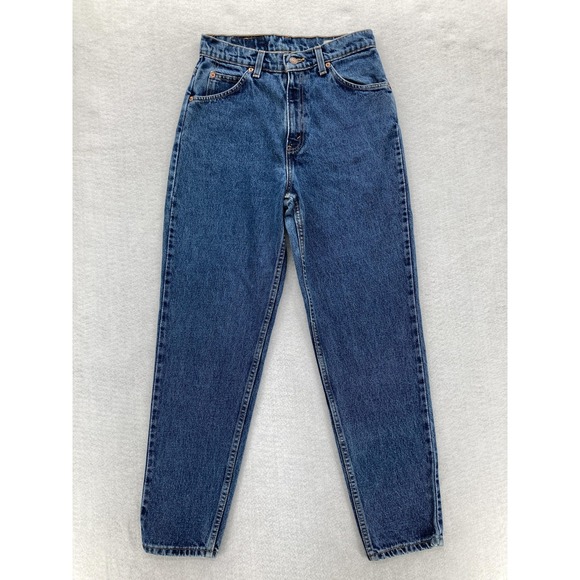 Vintage Levis 15921 Jeans Womens 8 Short Blue Tapered High Rise Orange Tab 90s - Picture 1 of 15